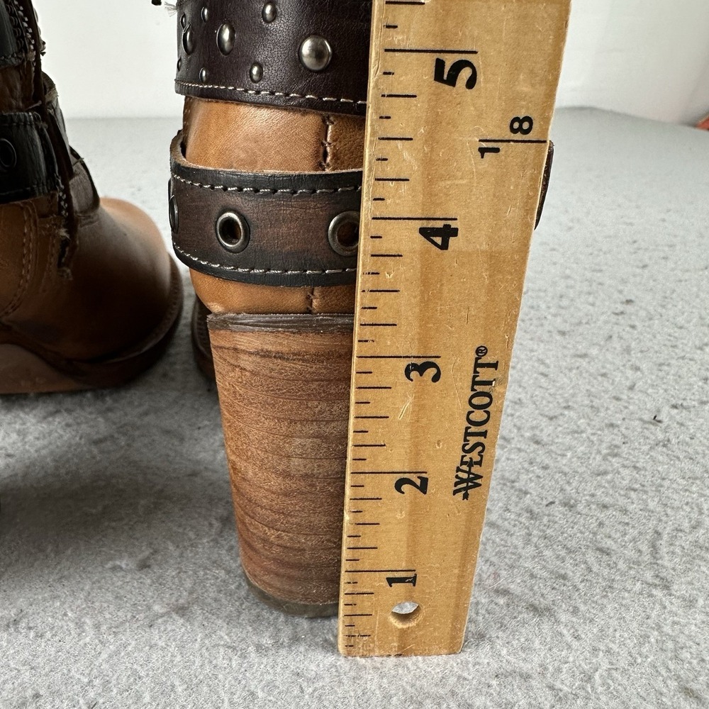 Freebird By Steven Blaine Slouch Ankle Boots Buckle Heel Brown Women's 7 - Picture 13 of 16